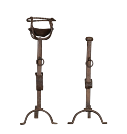 French Rustic Pair of Andiron