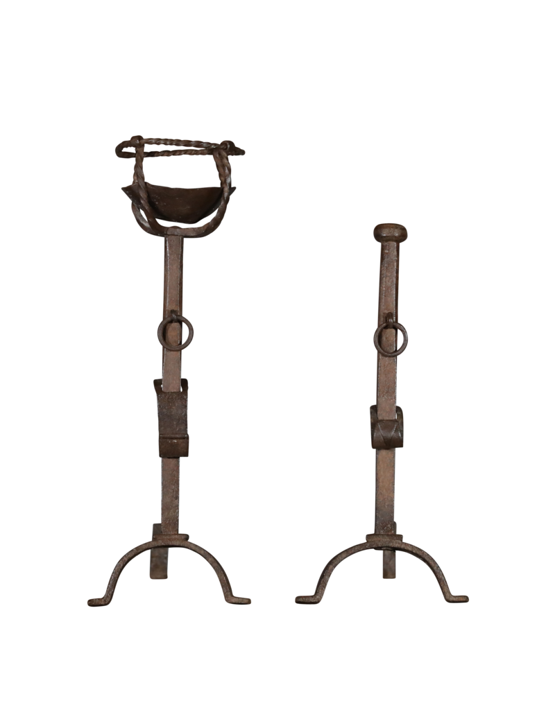 French Rustic Pair of Andiron