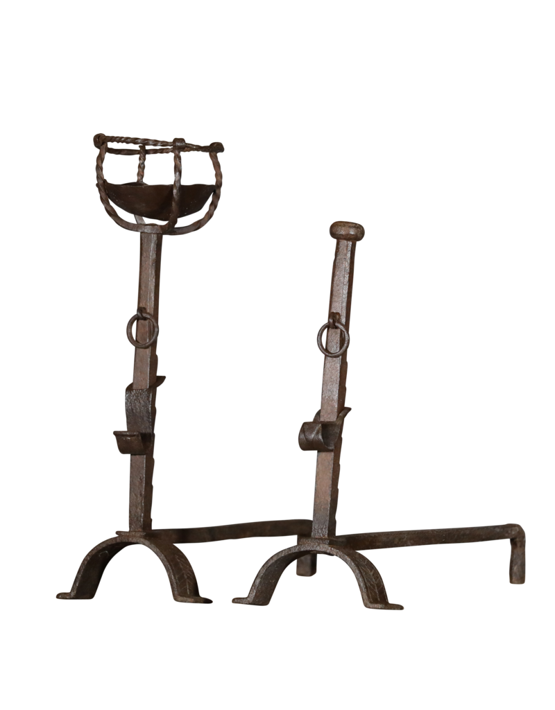 French Rustic Pair of Andiron