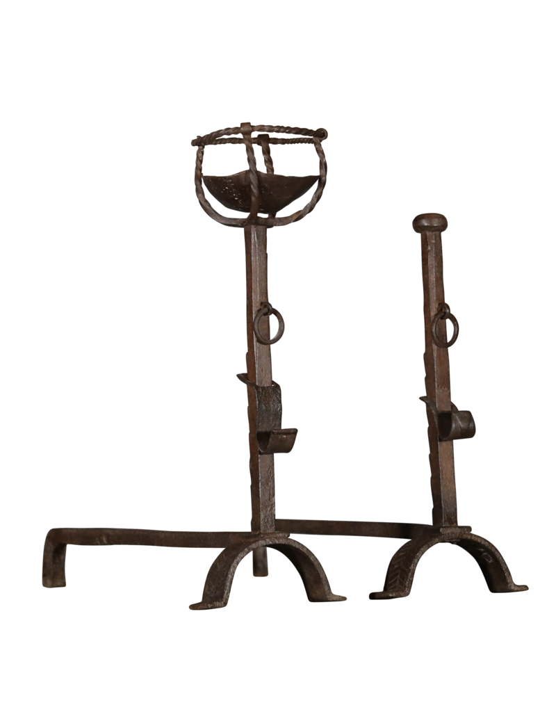 French Rustic Pair of Andiron