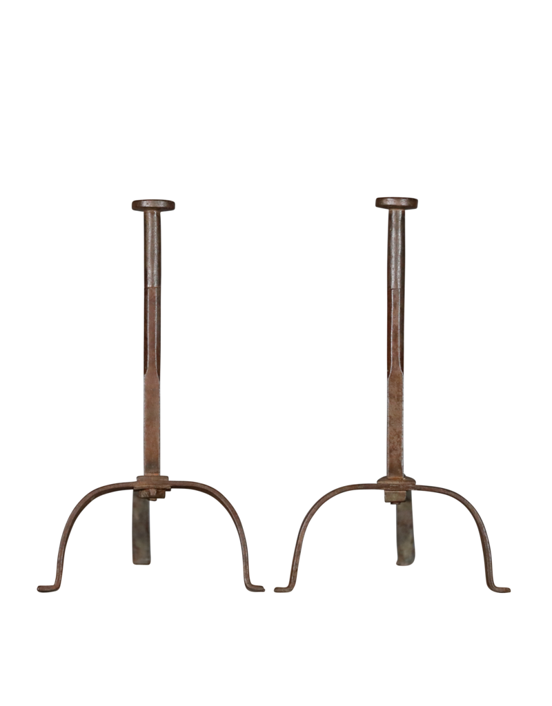 Elegant French Rustic Pair Andiron