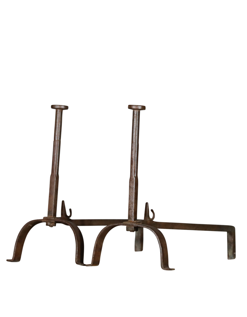 Elegant French Rustic Pair Andiron