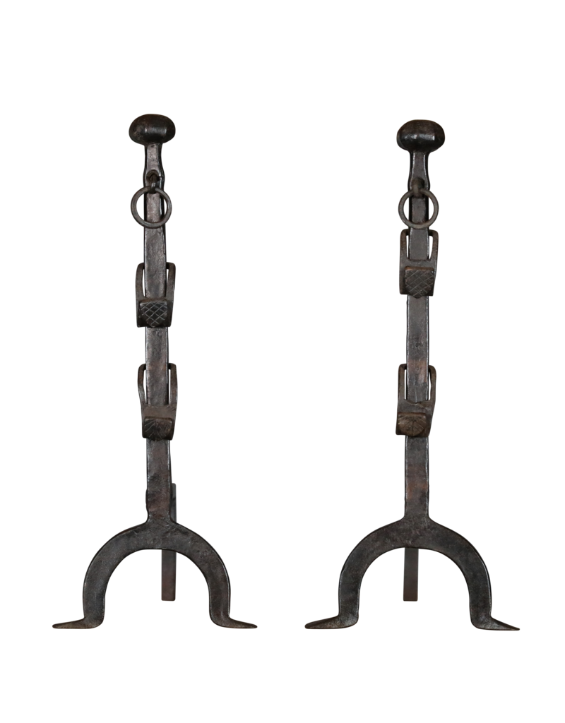 Unusual Pair of French Fireplace Iron