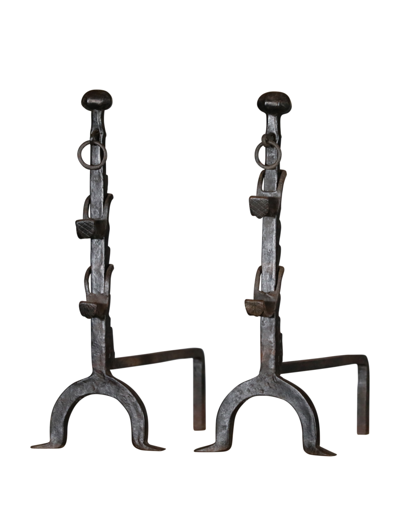 Unusual Pair of French Fireplace Iron