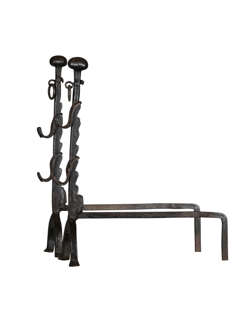 Unusual Pair of French Fireplace Iron