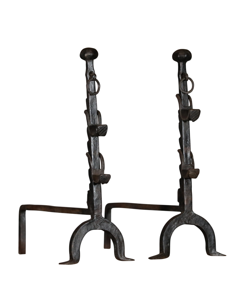 Unusual Pair of French Fireplace Iron