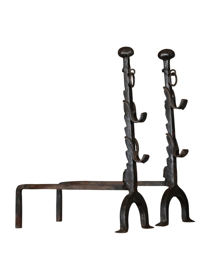 Unusual Pair of French Fireplace Iron