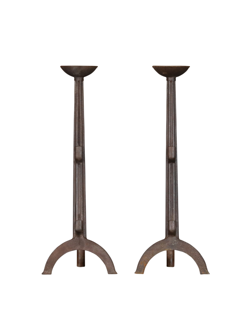 Maison Leon Van den Bogaert Pair of Cast Iron Landier