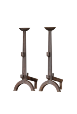 Maison Leon Van den Bogaert Pair of Cast Iron Landier