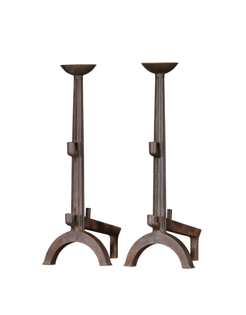Maison Leon Van den Bogaert Pair of Cast Iron Landier