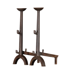 Maison Leon Van den Bogaert Pair of Cast Iron Landier