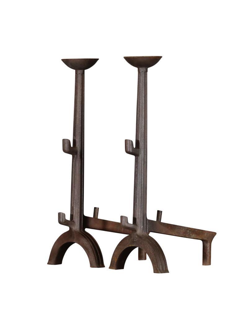 Maison Leon Van den Bogaert Pair of Cast Iron Landier