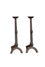 Maison Leon Van den Bogaert Pair of Cast Iron Landier