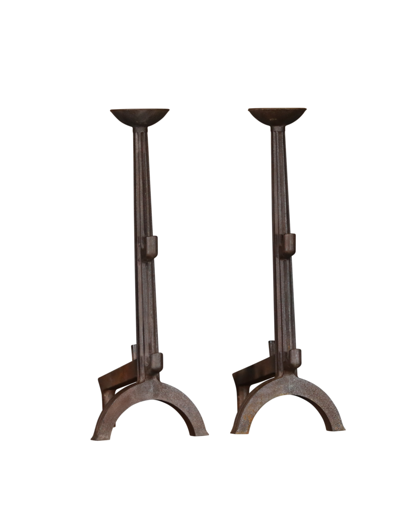 Maison Leon Van den Bogaert Pair of Cast Iron Landier