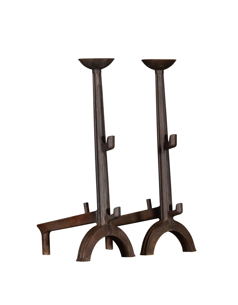 Maison Leon Van den Bogaert Pair of Cast Iron Landier