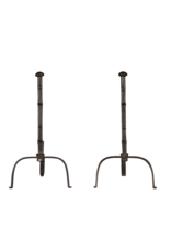 French Rustic Pair of Andiron