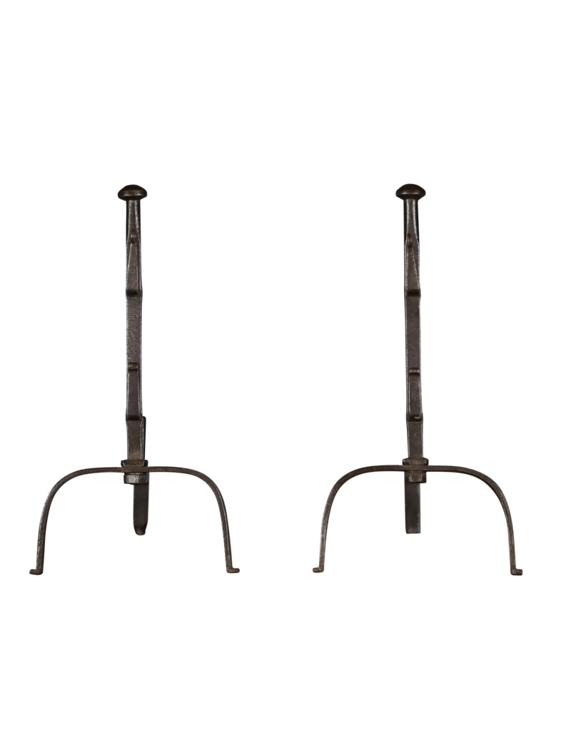 French Rustic Pair of Andiron