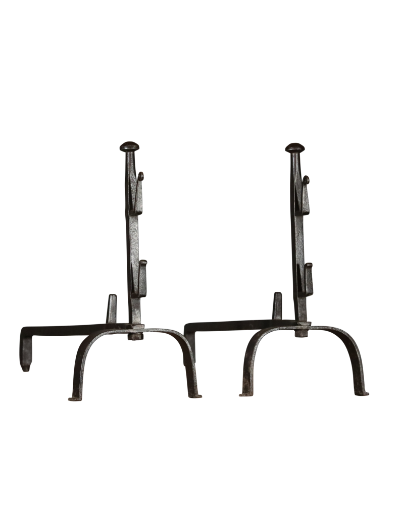 French Rustic Pair of Andiron