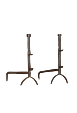 17Th Century French Pair Wrought Iron Andiron