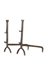 17Th Century French Pair Wrought Iron Andiron