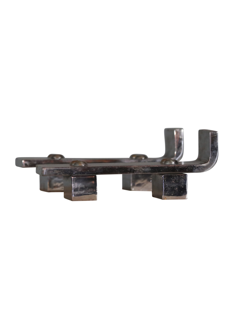 Maison Leon Van den Bogaert Jacques Adnet Chromed Andiron