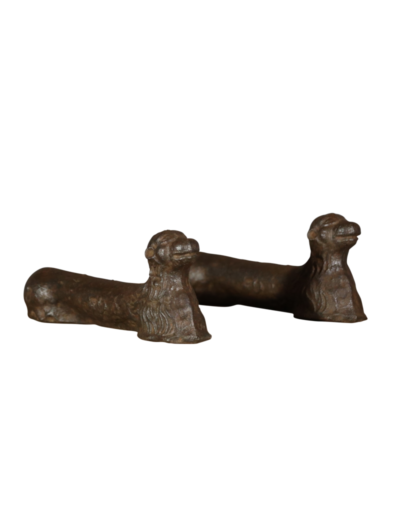 Rare Paire De Chenêts En Fonte