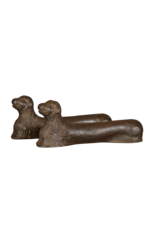 Maison Leon Van den Bogaert Rare Pair Cast Iron Andirons