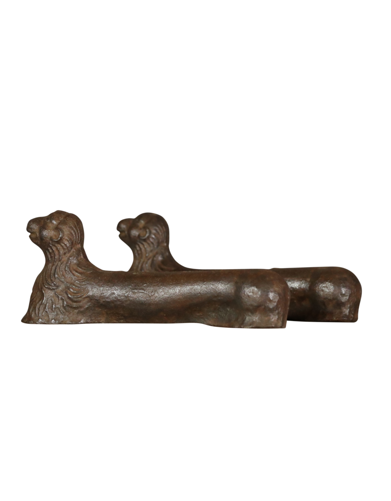 Maison Leon Van den Bogaert Rare Paire De Chenêts En Fonte