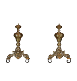 Rare Renaiscance Period Andirons In Brass