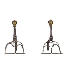 French Gothic Pair Andrirons