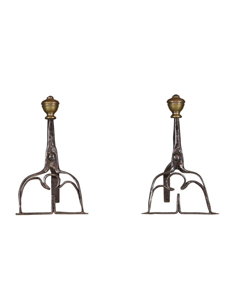 Exceptional French Gothic Pair Andrirons