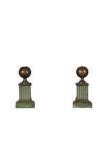 Maison Leon Van den Bogaert Pair Green Andirons —23 cm High