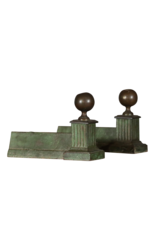 Maison Leon Van den Bogaert Pair Green Andirons —23 cm High