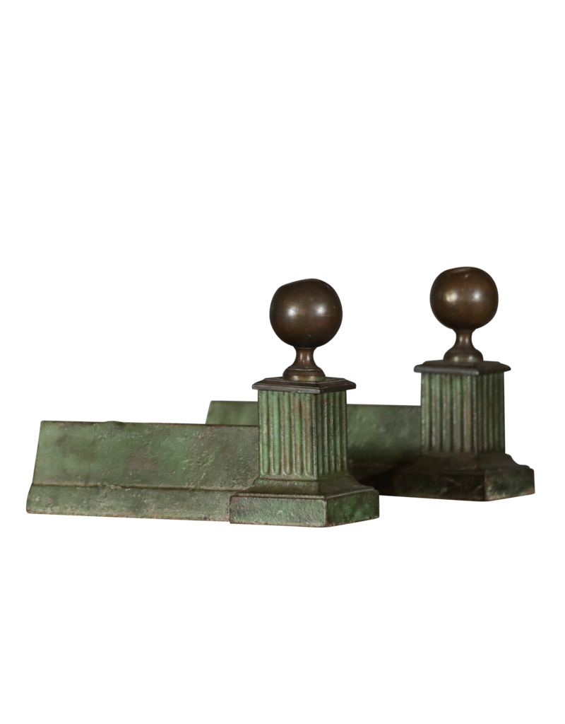 Maison Leon Van den Bogaert Pair Green Andirons —23 cm High