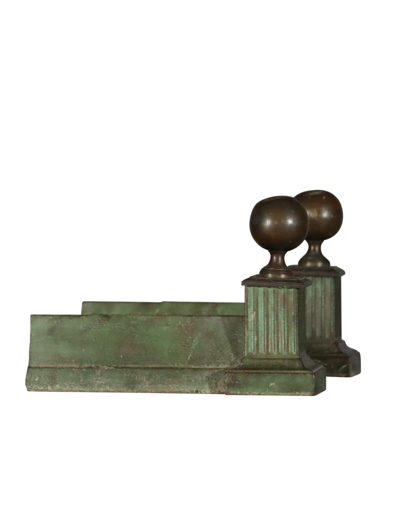 Maison Leon Van den Bogaert Pair Green Andirons —23 cm High