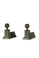 Maison Leon Van den Bogaert Pair Green Andirons —23 cm High