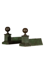 Maison Leon Van den Bogaert Pair Green Andirons —23 cm High