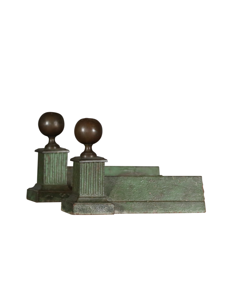 Maison Leon Van den Bogaert Pair Green Andirons —23 cm High