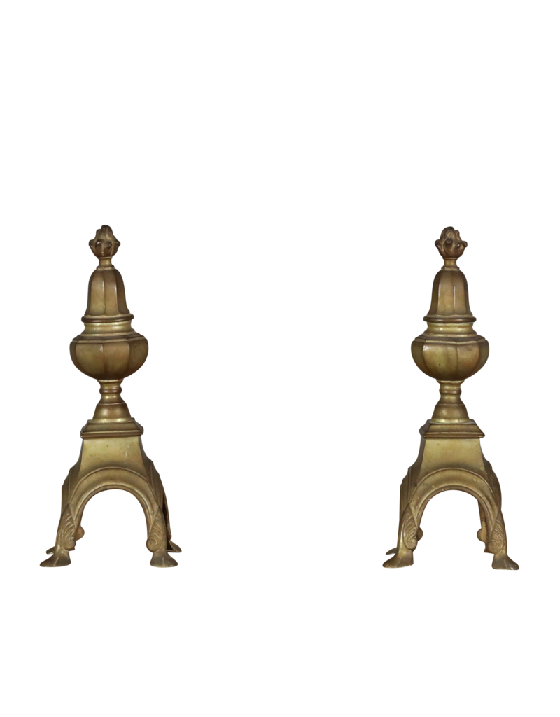 Maison Leon Van den Bogaert Louis XVI Brass Andiron