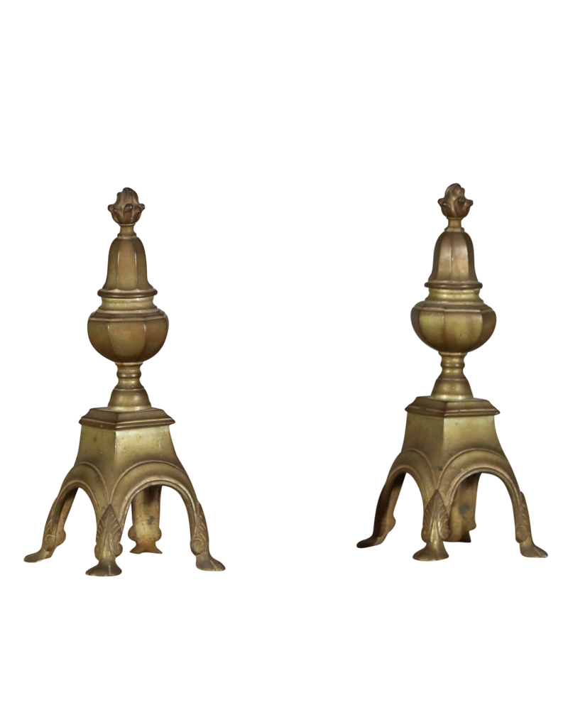 Maison Leon Van den Bogaert Louis XVI Brass Andiron