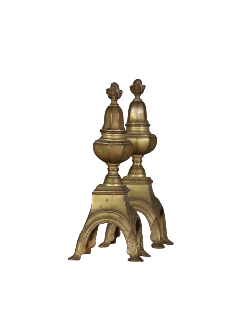 Maison Leon Van den Bogaert Louis XVI Brass Andiron