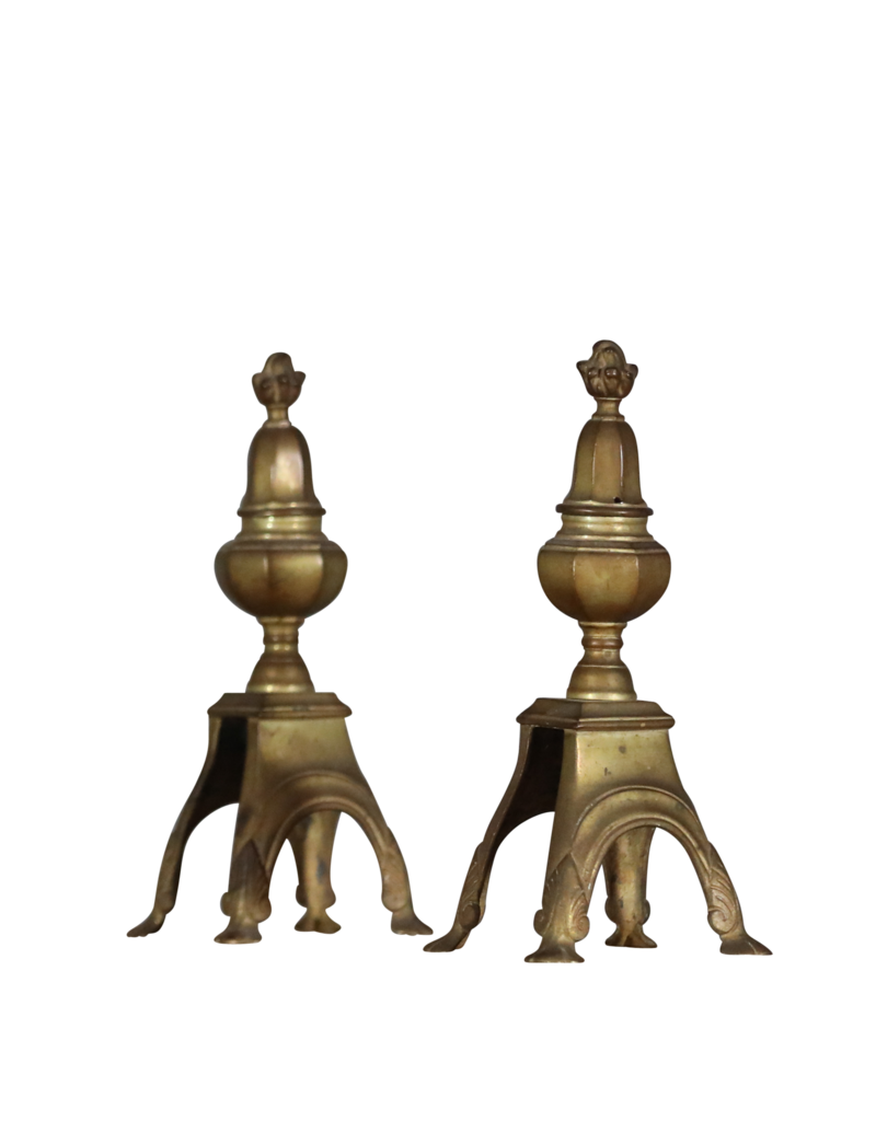 Maison Leon Van den Bogaert Louis XVI Brass Andiron