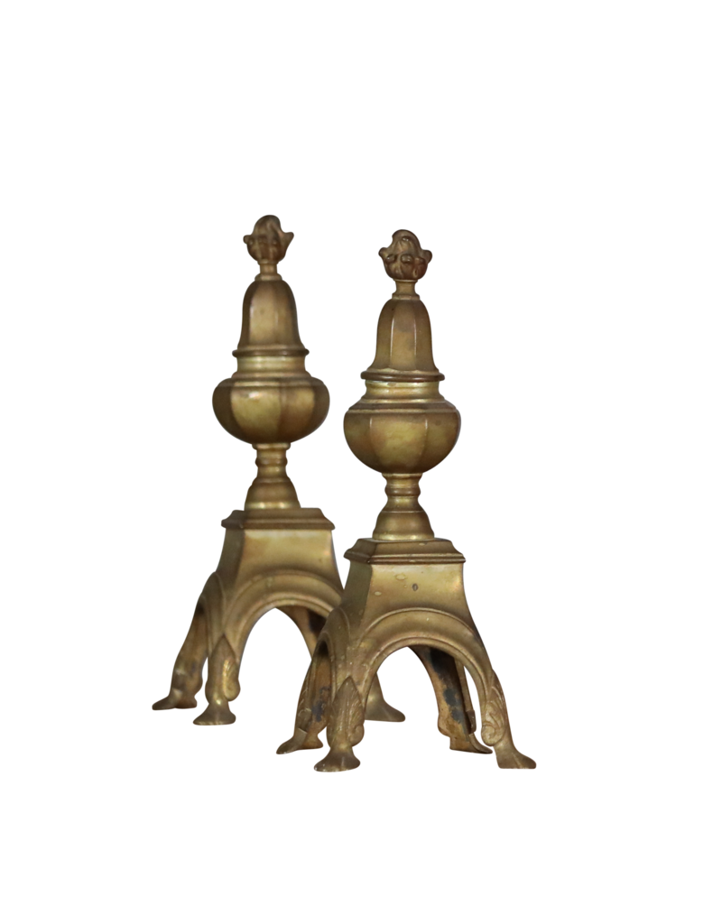 Maison Leon Van den Bogaert Louis XVI Brass Andiron