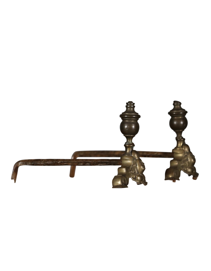 Authentique Antique Andiron In Brass