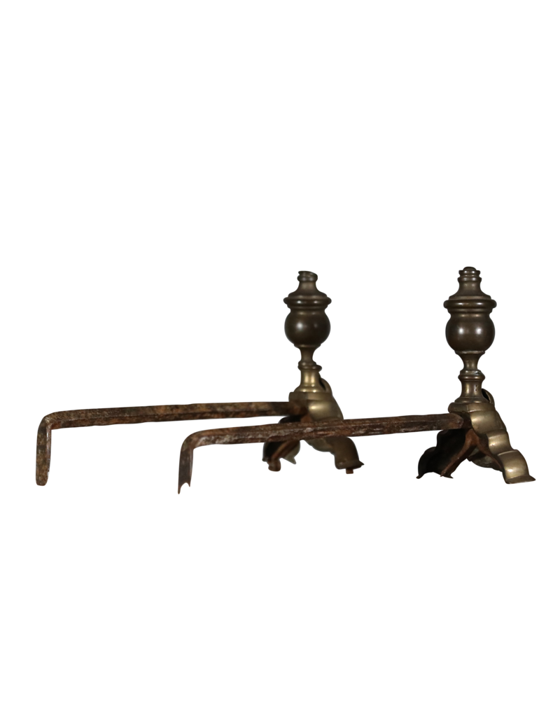 Authentique Antique Andiron In Brass