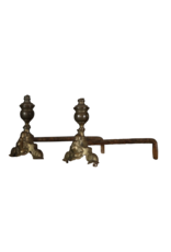 Authentique Antique Andiron In Brass