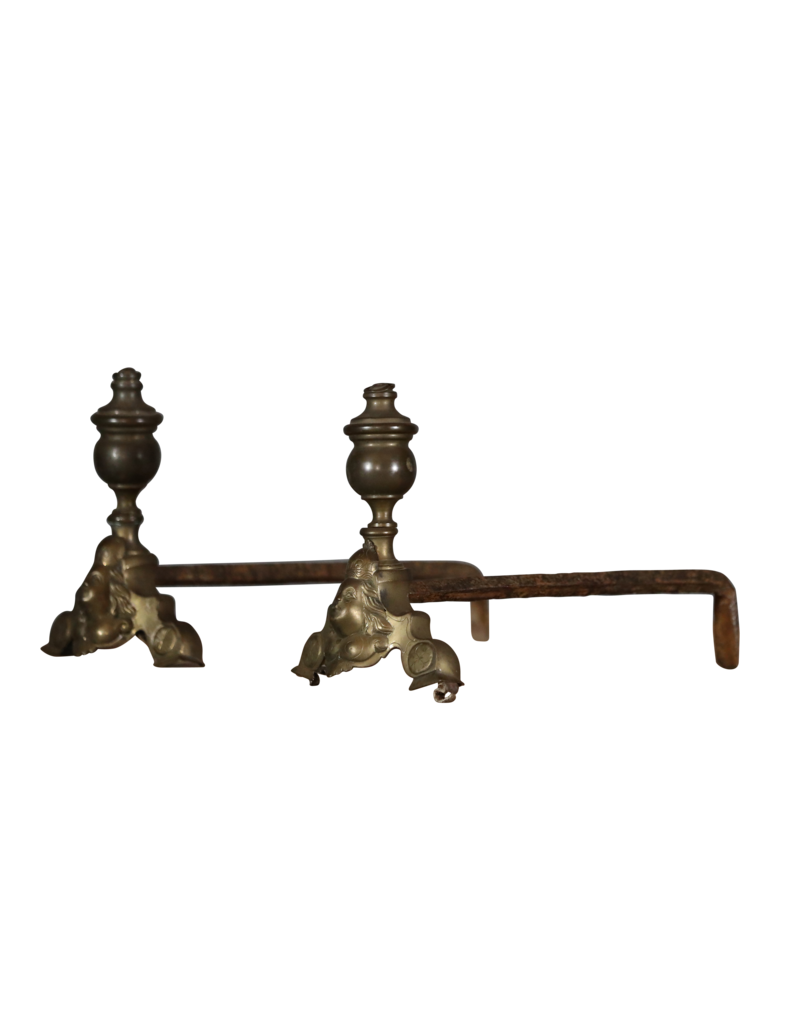 Authentique Antique Andiron In Brass