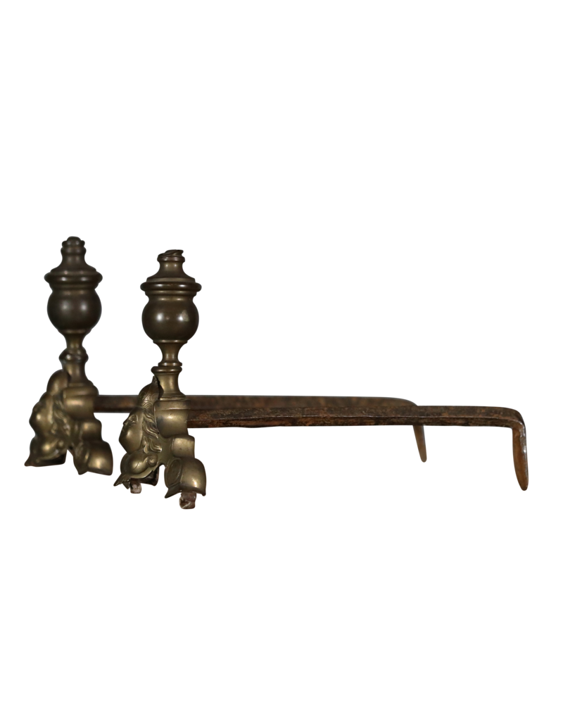 Authentique Antique Andiron In Brass