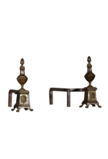 Maison Leon Van den Bogaert Elegant Fireplace Andiron In Brass