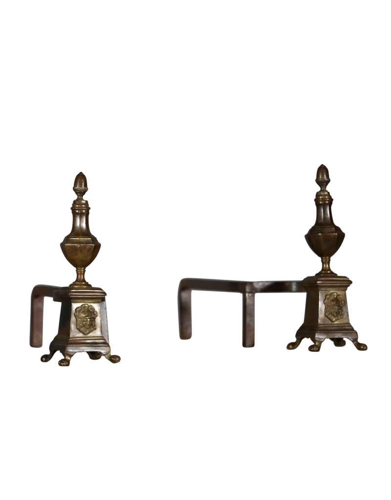 Maison Leon Van den Bogaert Elegant Fireplace Andiron In Brass